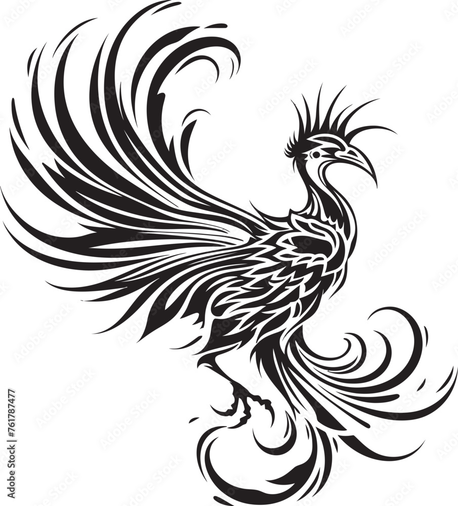 Fototapeta premium Phoenix Sovereign Logo Design of Legendary Phoenix in Black Vector Immortal Phoenix Vector Icon of Mythical Phoenix in Black
