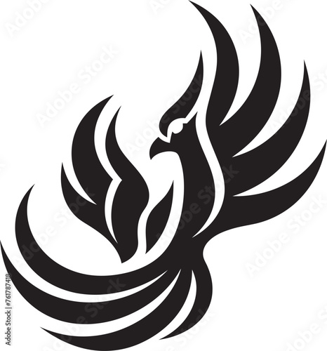 Phoenix Legacy Logo Design of Legendary Bird in Black Vector Eternal Flame Vector Icon of Mythical Phoenix in Black