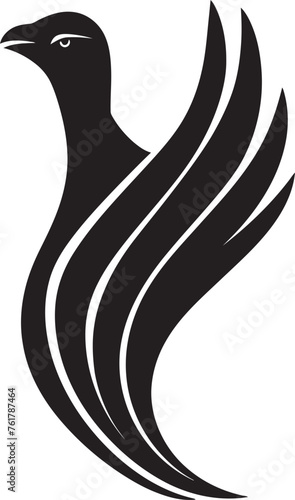 Immortal Phoenix Vector Icon of Mythical Phoenix in Black Celestial Symbol Hand Drawn Symbol of Legendary Phoenix in Black Vector