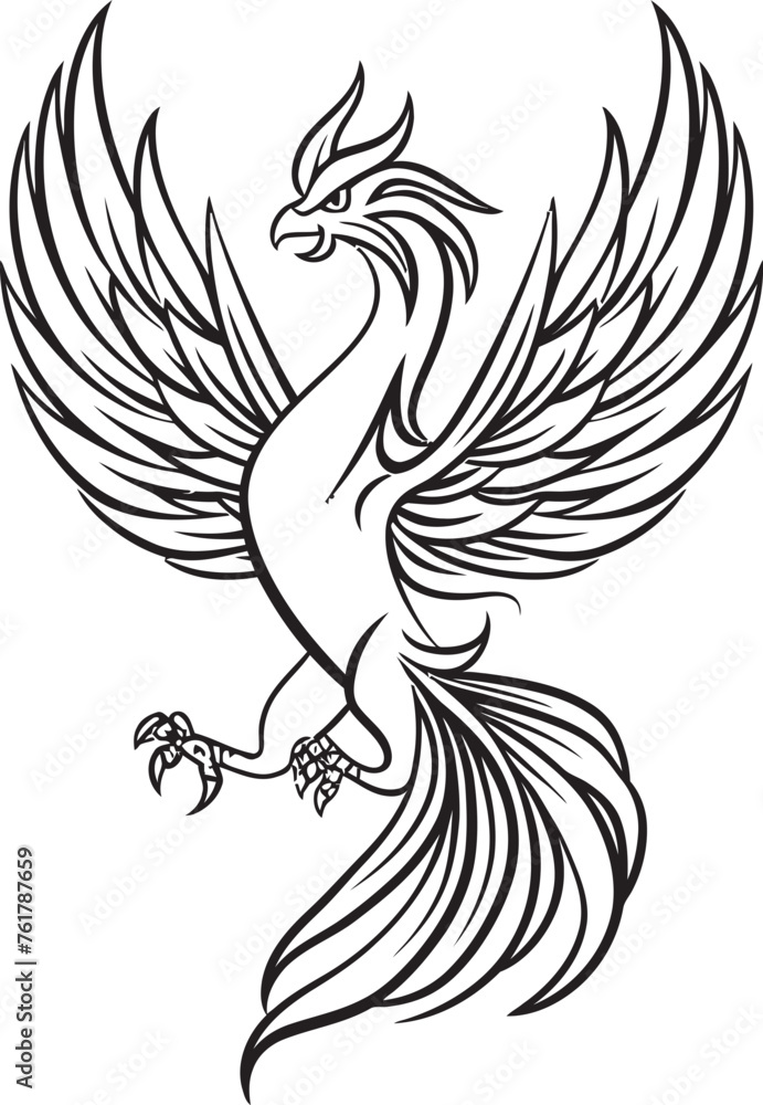 Eternal Flames Mythical Phoenix Emblem in Vector Black Celestial Rebirth Hand Drawn Phoenix Symbol in Black Eternal Flames Mythical Phoenix Emblem in Vector Black Celestial Rebirth Hand Drawn Phoenix Symbol in Black