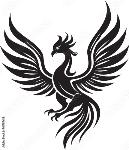 Phoenix Legacy Logo Design of Legendary Bird in Black Vector Phoenix Ascend Legendary Bird Vector Black Logo Design Icon