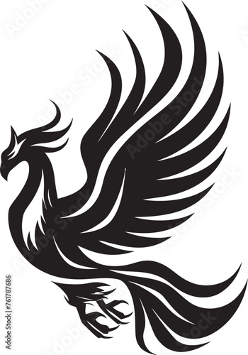 Phoenix Spirit Vector Icon of Legendary Bird in Black Everlasting Beacon Hand Drawn Phoenix Symbol in Black Vector