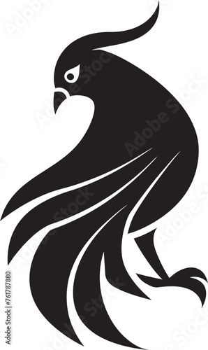Phoenix Illumination Logo Design of Mythical Bird in Black Vector Eternal Guardian Vector Icon of Legendary Phoenix in Black