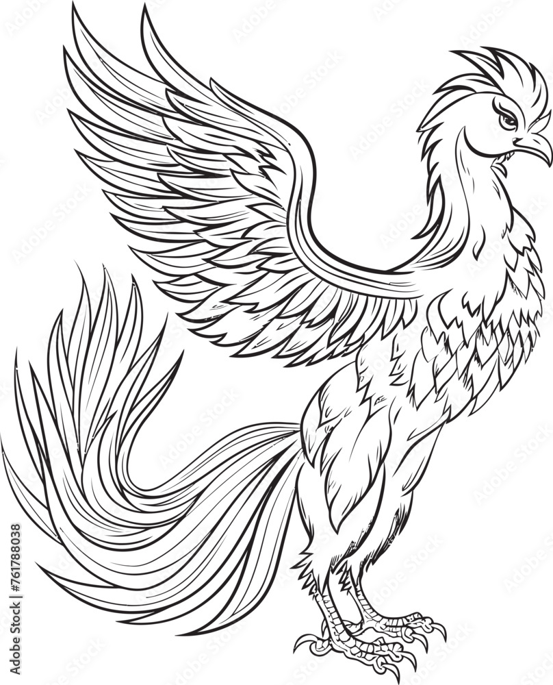 Fototapeta premium Phoenix Dominion Logo Design of Mythical Bird in Black Vector Resplendent Phoenix Vector Icon of Legendary Phoenix in Black