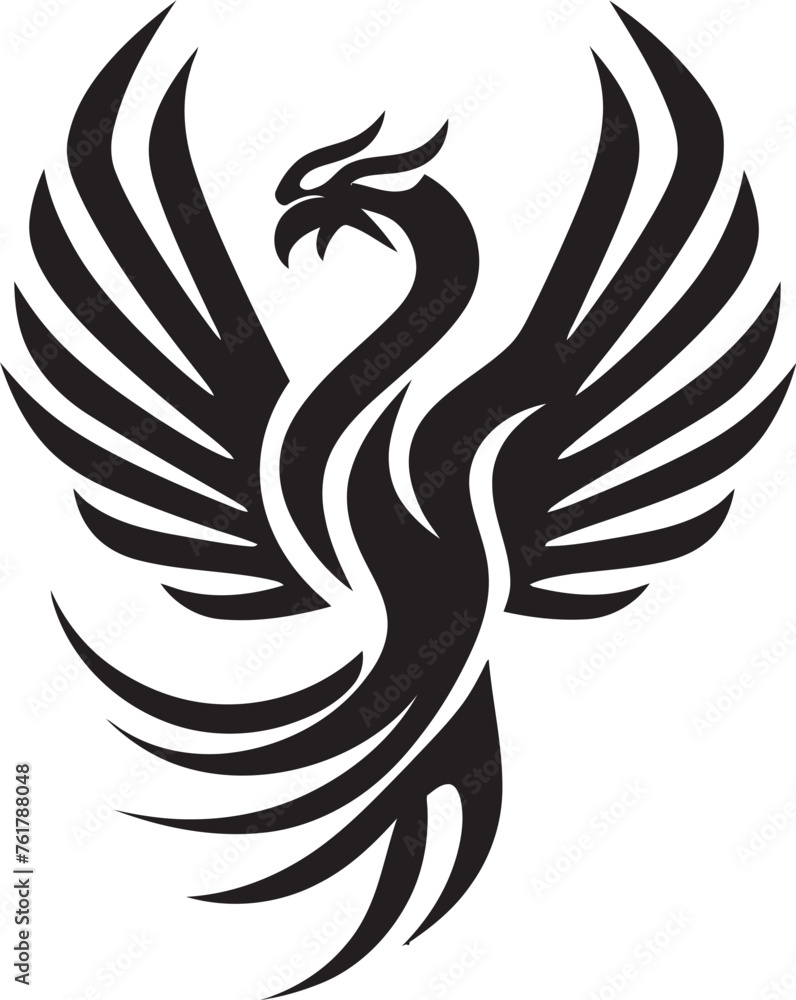 Celestial Flame Hand Drawn Phoenix Symbol in Black Vector Phoenix Resurrection Logo Design of Legendary Bird in Black Vector Celestial Flame Hand Drawn Phoenix Symbol in Black Vector Phoenix Resurrection Logo Design of Legendary Bird in Black Vector