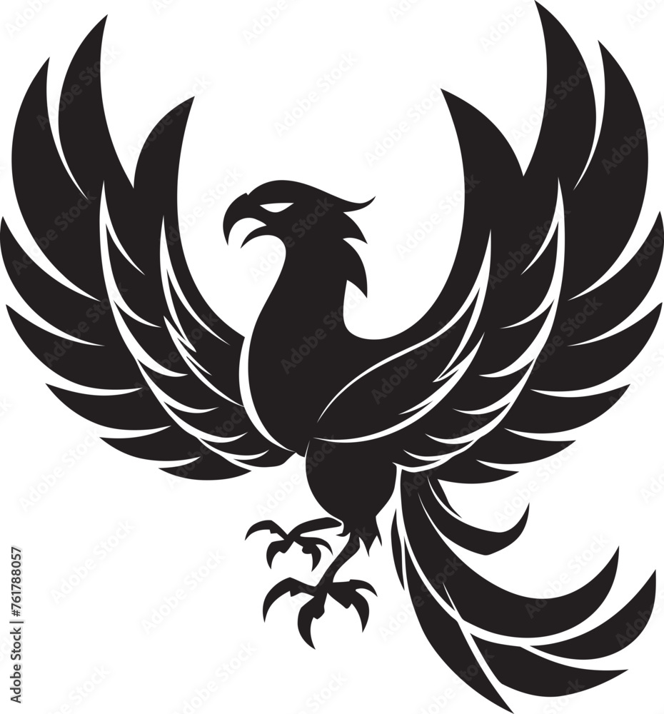 Obraz premium Celestial Phoenix Vector Icon of Legendary Phoenix in Black Eternal Beacon Hand Drawn Phoenix Symbol in Black Vector