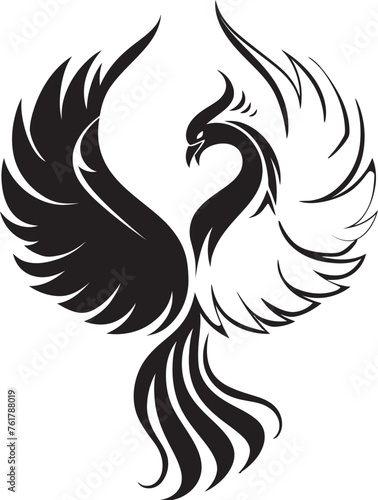 Phoenix Sovereignty Logo Design of Legendary Phoenix in Black Vector Immortal Phoenix Vector Icon of Mythical Phoenix in Black