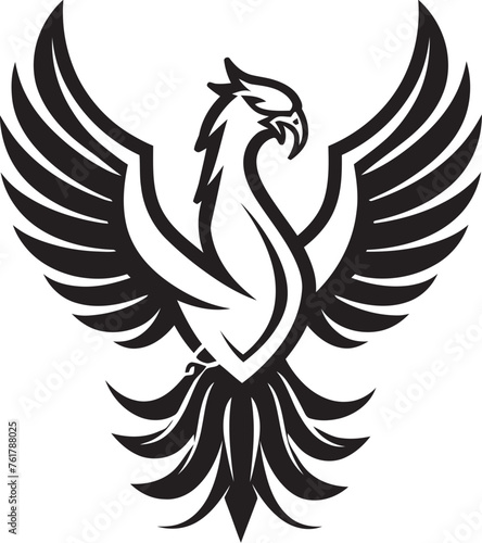 Phoenix Illumination Logo Design of Mythical Bird in Black Vector Eternal Guardian Vector Icon of Legendary Phoenix in Black