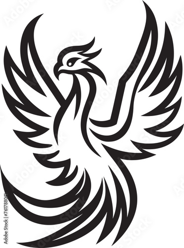 Phoenix Sovereign Logo Design of Legendary Phoenix in Black Vector Immortal Phoenix Vector Icon of Mythical Phoenix in Black