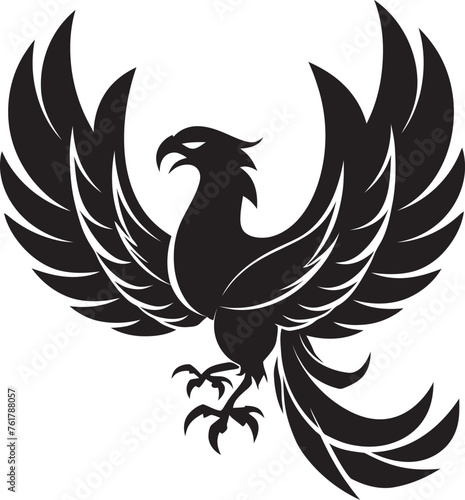 Celestial Phoenix Vector Icon of Legendary Phoenix in Black Eternal Beacon Hand Drawn Phoenix Symbol in Black Vector