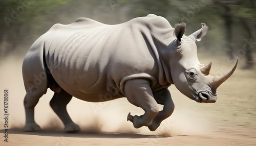 A Rhinoceros In Motion Running