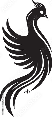 Phoenix Legacy Emblematic Bird Logo Design in Vector Black Resurrected Flame Iconic Phoenix Symbol in Black Vector