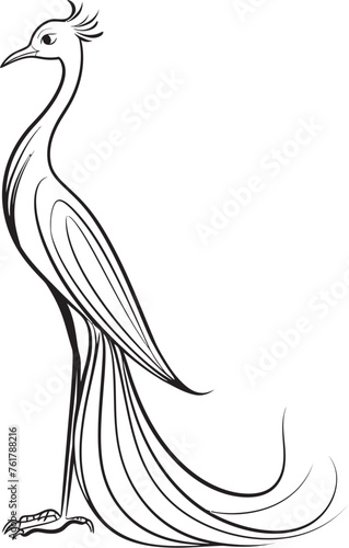 Cosmic Resurgence Hand Drawn Phoenix Symbol in Black Vector Eternal Phoenix Logo Design of Mythical Bird in Black Vector