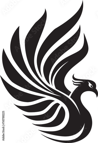 Fototapeta Naklejka Na Ścianę i Meble -  Phoenix Radiance Hand Drawn Phoenix Symbol in Black Vector Sacred Flames Logo Design of Mythical Phoenix in Black Vector