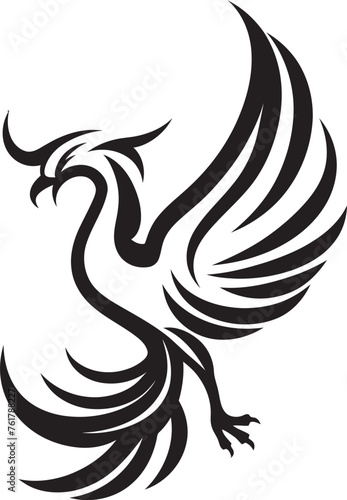 Celestial Blaze Vector Icon of Legendary Phoenix in Black Phoenix Radiance Hand Drawn Phoenix Symbol in Black Vector