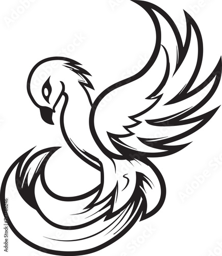 Celestial Rebirth Logo Design of Legendary Phoenix in Black Vector Phoenix Revival Vector Icon of Mythical Bird in Black