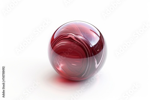 red sphere ball mixed from melted ceramic and glass isolated on white background
