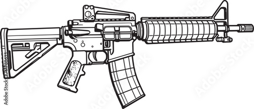 Military Dominance M16 Rifle Logo Design in Black Vector Icon Strategic Supremacy M16 Rifle Icon in Black Vector Design