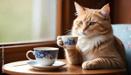 A Contented Cat Enjoying A Warm Cup Of Tea Upscaled 4