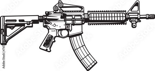 Tactical Mastery M16 Rifle Icon in Black Vector Design Precision Marksmanship M16 Rifle Symbol in Black Vector Emblem
