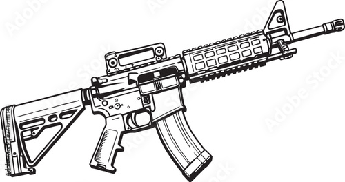 Precision Marksmanship M16 Rifle Symbol in Black Vector Emblem Military Brilliance M16 Rifle Logo Design in Black Vector Icon