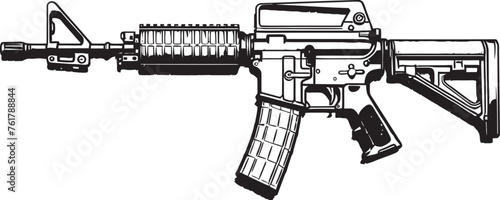 Tactical Advantage M16 Rifle Symbol in Black Vector Emblem Strategic Vanguard M16 Rifle Logo Design in Black Vector Icon