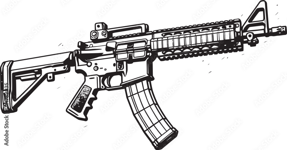 Tactical Vanguard M16 Rifle Icon in Black Vector Combat Ready M16 Rifle Symbol in Black Vector