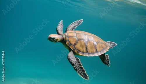 A Turtle With Its Fins Outstretched Swimming Grac