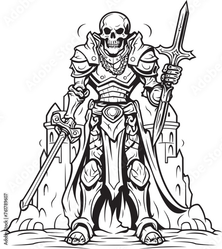 Spectral Guardian Skeleton Knight Symbol in Black Vector Boneclad Warden Skeleton Knight Logo Design in Black Vector