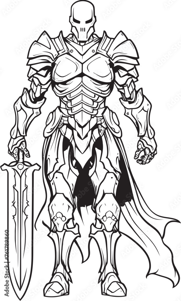 Grim Warrior Skeleton Knight Icon in Black Vector Phantom Paladin Skeleton Knight Symbol in Black Vector