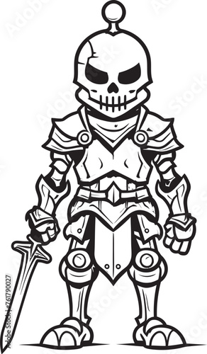 Spectral Guardian Skeleton Knight Icon in Black Vector Wraithlike Warden Skeleton Knight Symbol in Black Vector