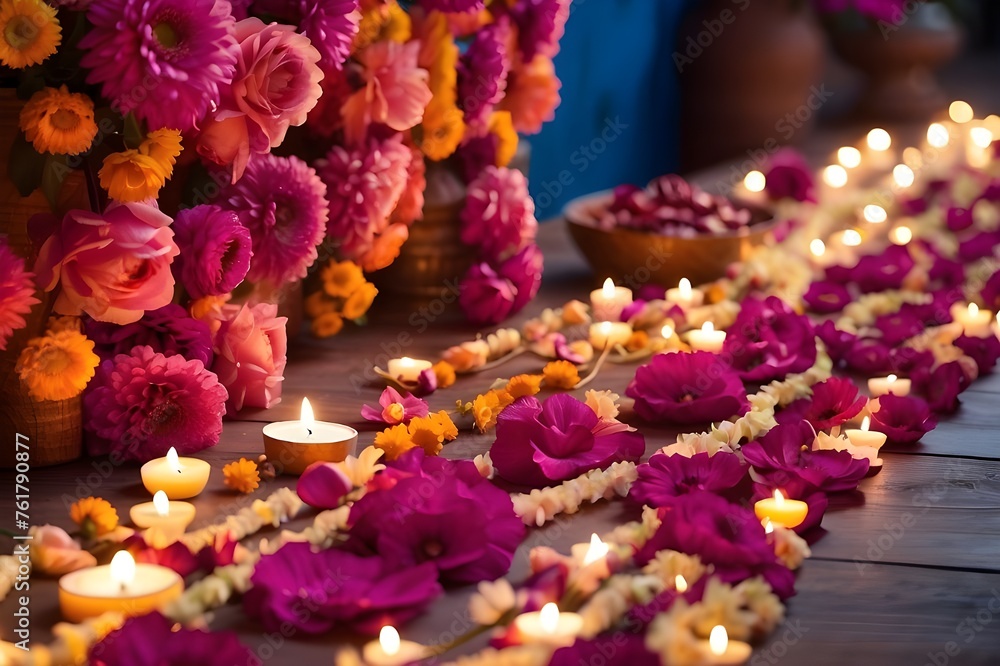 flowery garlands as Diwali decorations
