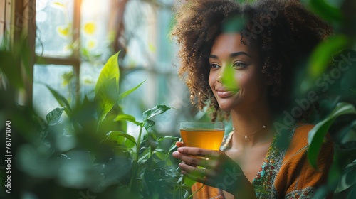 Woman Holding a Glass of Orange Juice