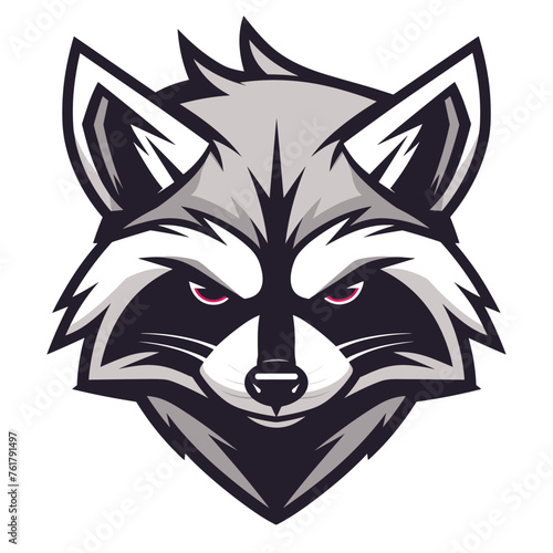 Vector esports logotype raccoon on white background, logo raccoon, icon raccoon, sticker raccoon, symbol raccoon, emblem raccoon