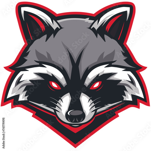 Vector esports logotype raccoon on white background, logo raccoon, icon raccoon, sticker raccoon, symbol raccoon, emblem raccoon