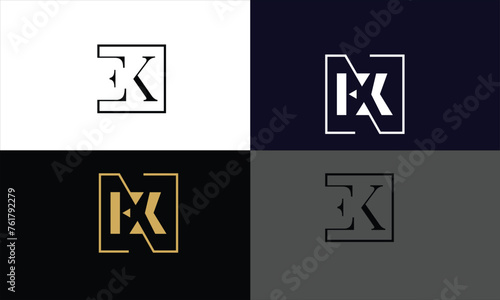 EK, KE, E, K, Abstract letters Logo Monogram