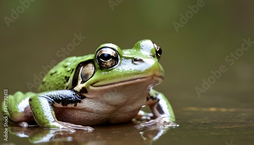 A Frog With Its Mouth Closed Waiting Patiently Fo