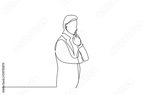 businessman manager thinks decides cool business life one line art design vector
