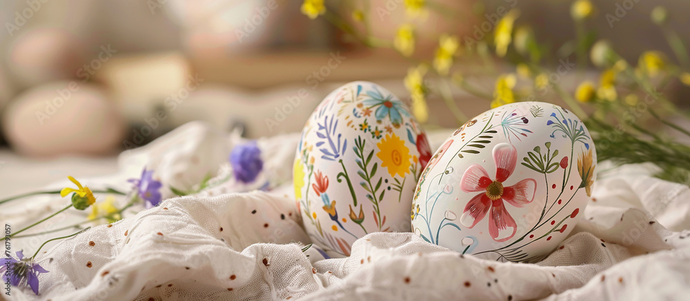 Happy Easter banner with easter eggs in nest and spring flowers.Nature eco Easter background with copy space. Flat lay,easter banner,happy easter background,easter zero waste,eco friendly Happy Easter banner with easter eggs in nest and spring flowers.Nature eco Easter background with copy space. Flat lay,easter banner,happy easter background,easter zero waste,eco friendly