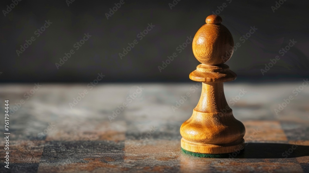 Chess Pawn in Wooden Block. Business Success Concept with King Shadow Chess Pawn in Wooden Block. Business Success Concept with King Shadow