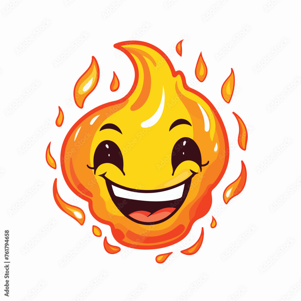 Flaming smile emoji doodle cartoon illustration
