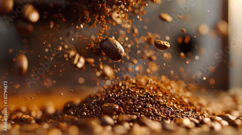 Grinding Coffee Beans Close-Up