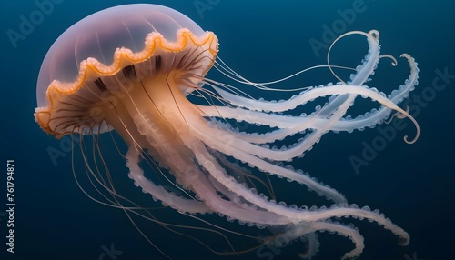 A Jellyfish With Tentacles That Dance With The Cur photo