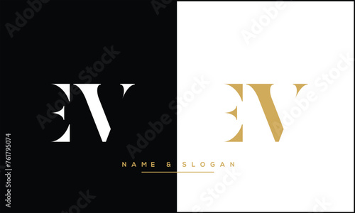 EV, VE, E, V, Abstract Letters Logo Monogram