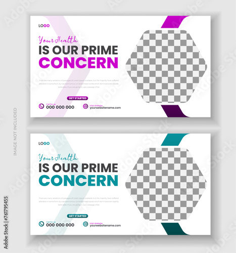 Medical healthcare youtube thumbnail cover and social media web banner design template