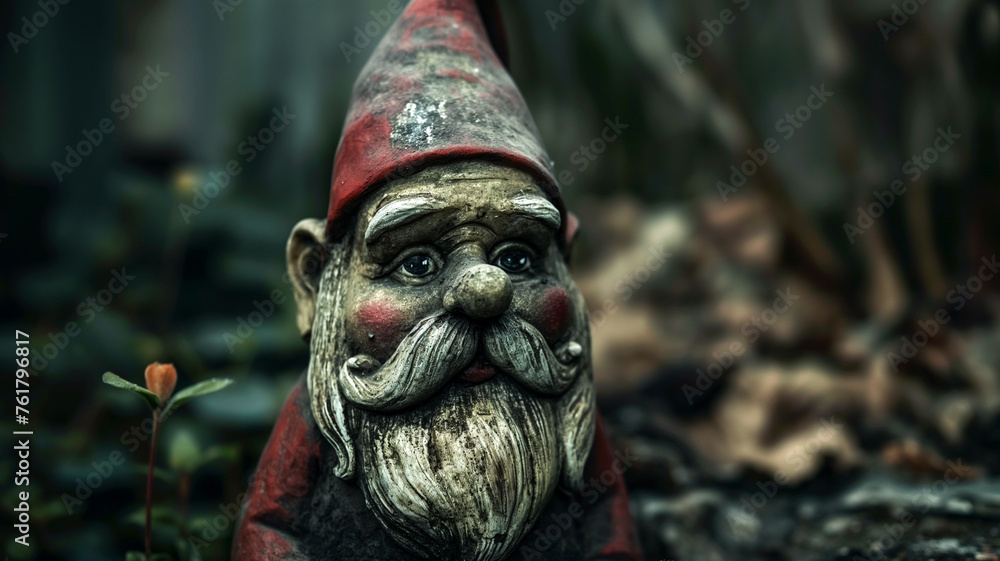Weathered Garden Gnome Close-up Weathered Garden Gnome Close-up