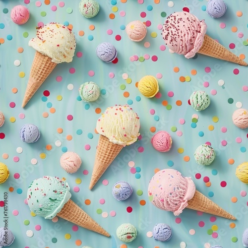 Ice cream scoop seamless pattern