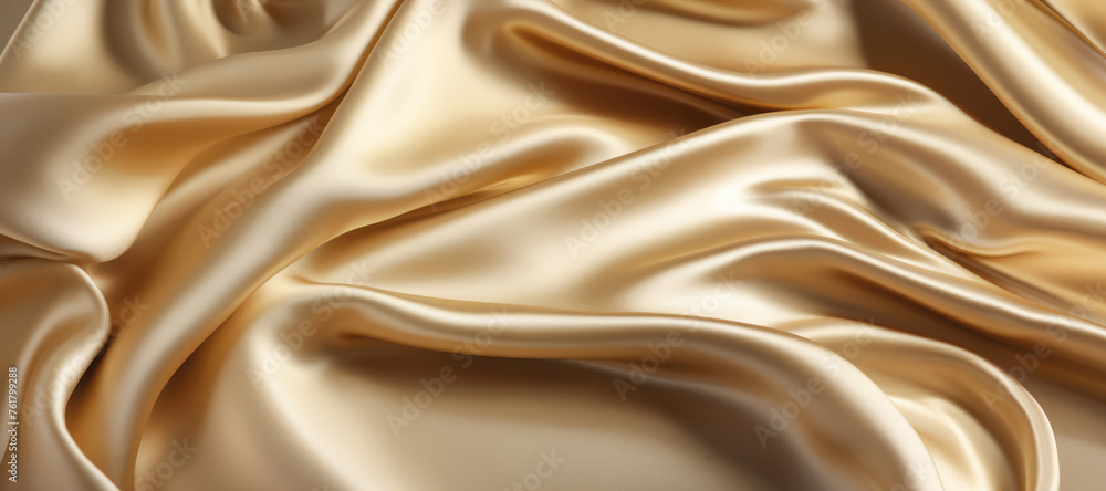 Fototapeta premium Shiny satin drapery cascades in elegant waves, epitomizing luxurious texture and romantic beauty
