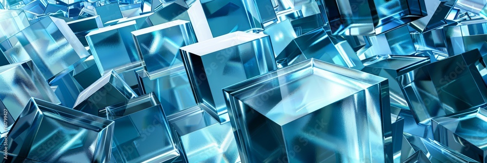 Transparent Cubes Background, Blue Glass Cube Pattern, Geometric 3d Crystals with Copy Space Transparent Cubes Background, Blue Glass Cube Pattern, Geometric 3d Crystals with Copy Space