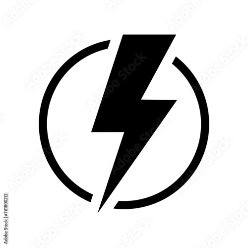 Lightning, electric power vector icon. Energy and thunder electricity symbol. Lightning bolt sign in the circle.